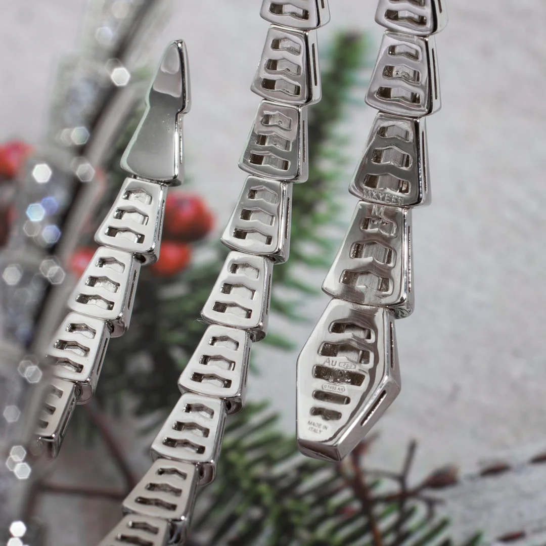 [Bulgari]SERPENTI BRACELET SILVER DIAMOND DOUBLE ROW