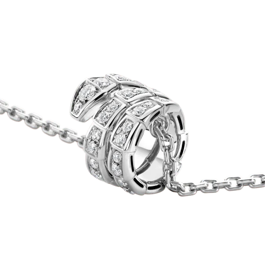 [Bulgari]SERPENTI SILVER NECKLACE DOUBLE RING DIAMOND