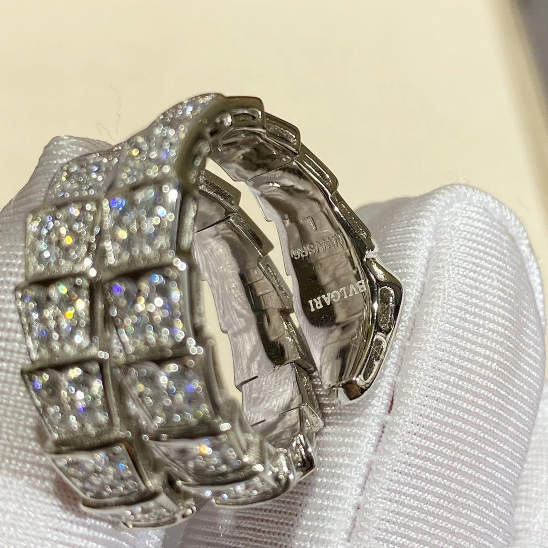[Bulgari]SERPENTI DOUBLE RING SILVER DIAMOND PAVED