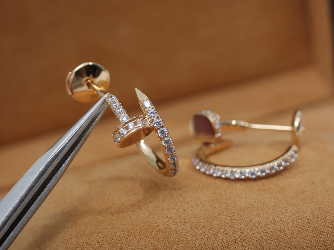 [Cartier]JUSTE EARRINGS 12.75MM PINK GOLD DIAMOND