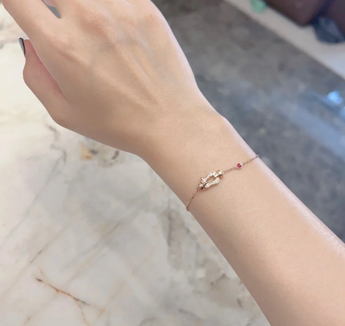 [Fred]FORCE 10 DIAMOND CHAIN LINK PINK GOLD BRACELET