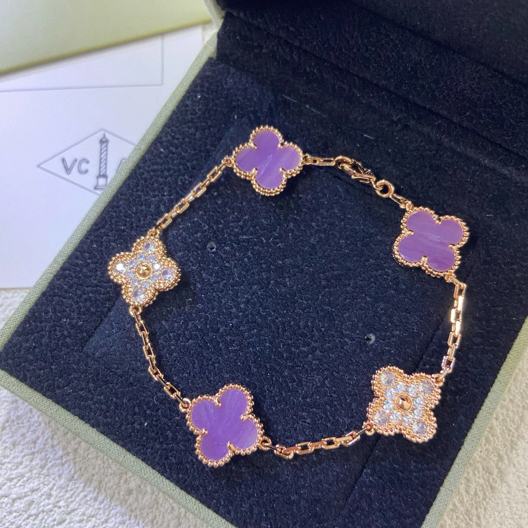 [Van Cleef & Arpels]  5 MOTIFS  PURPLE VIOLET DIAMOND BRACELET