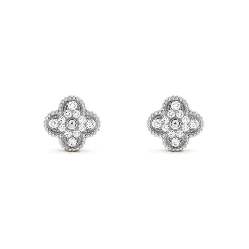 [Van Cleef & Arpels] 1 MOTIFS DIAMOND STUD EARRINGS SILVER