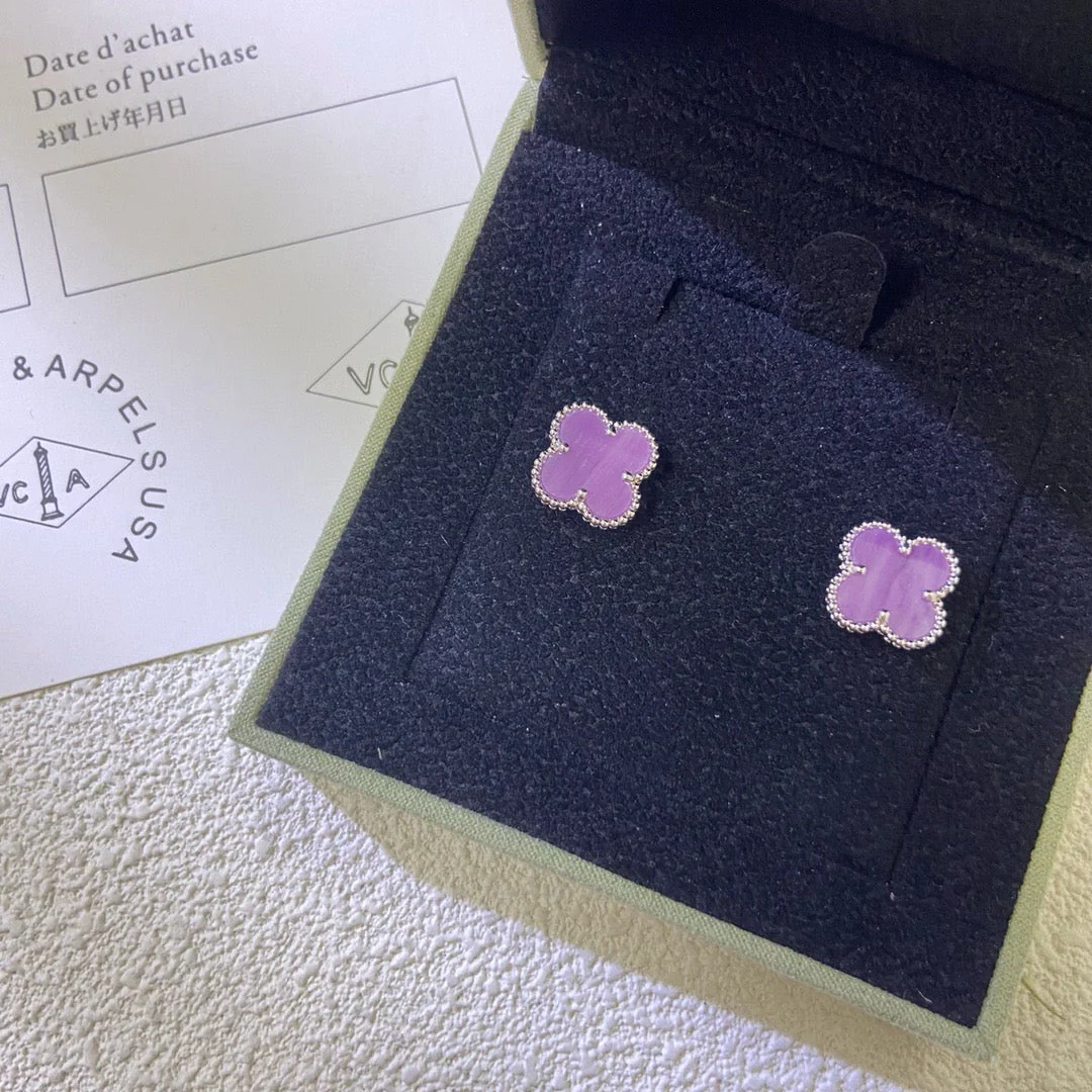 [Van Cleef & Arpels] MINI 9.5MM  PURPLE VIOLET EARRINGS