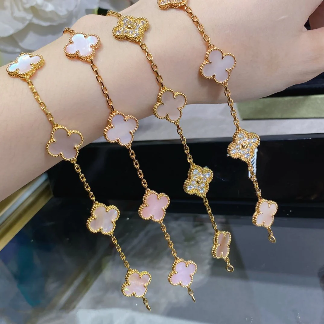 [Van Cleef & Arpels] 5 MOTIF DIAMOND PINK MOP PINK GOLD BRACELET