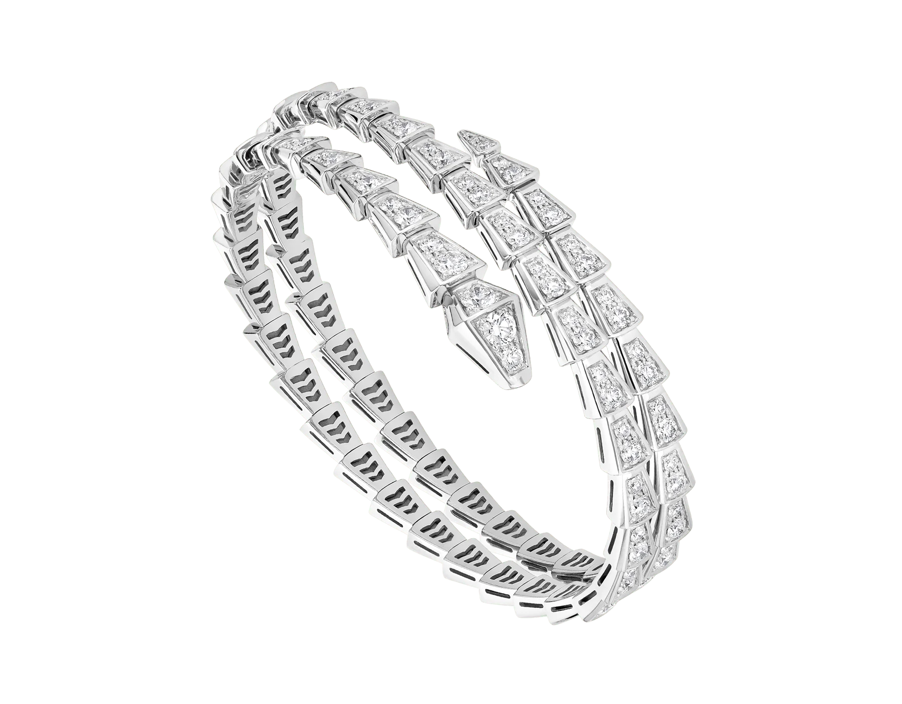 [Bulgari]SERPENTI BRACELET SILVER DIAMOND DOUBLE ROW