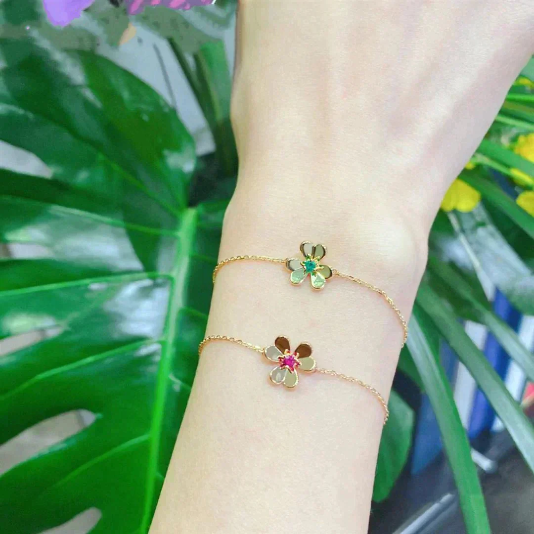 [Van Cleef & Arpels]FRIVOLE GOLD FLOWER PINK MALACHITE BRACELET
