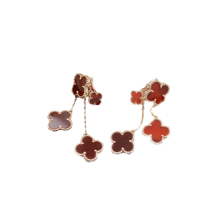 [Van Cleef & Arpels] EARRINGS CARNELIAN 4 MOTIFS PINK GOLD
