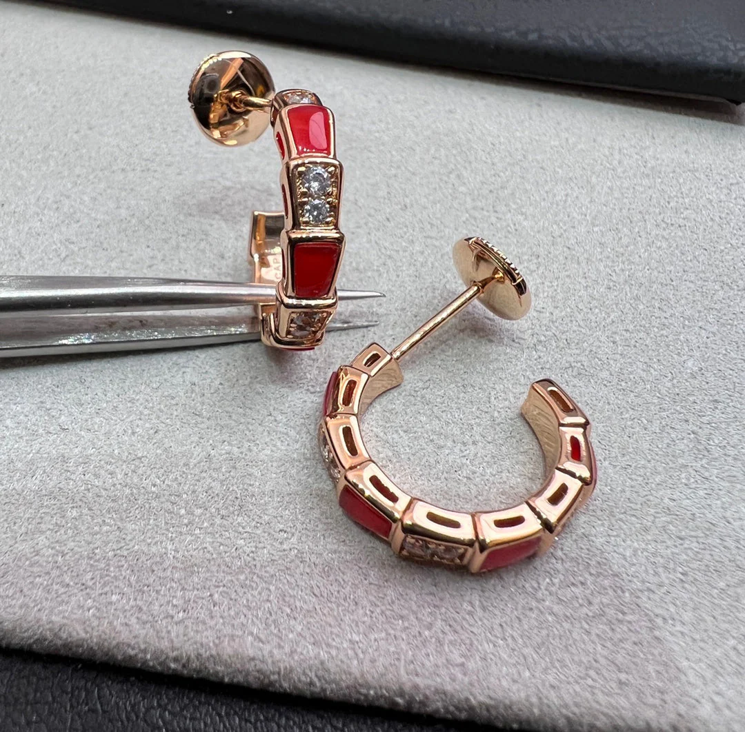 [Bulgari]SERPENTI CARNELIAN PINK GOLD EARRINGS