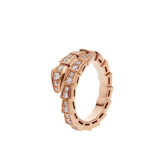 [Bulgari]SERPENTI RING PINK GOLD DIAMOND PAVED 4MM