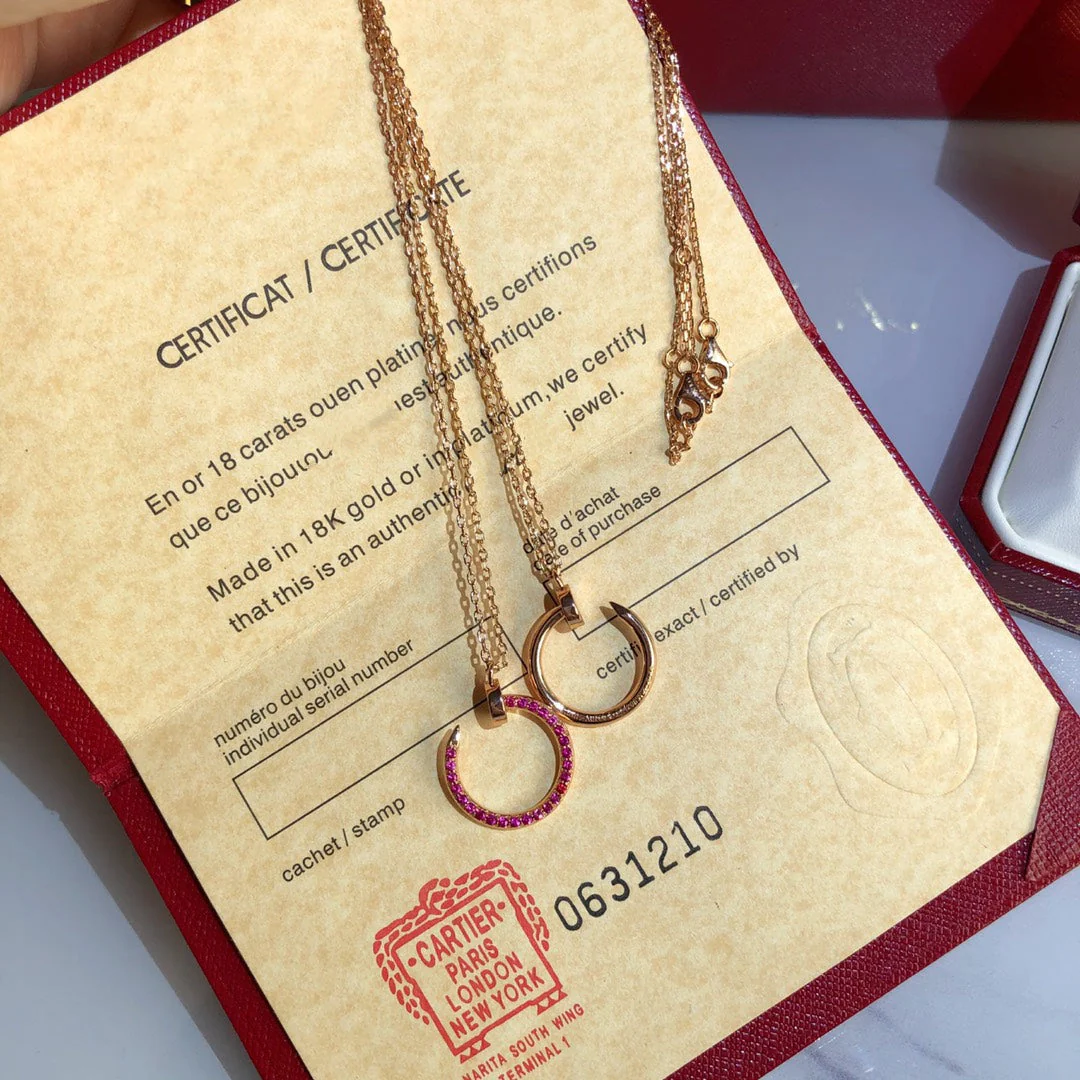 [Cartier]JUSTE NECKLACE GOLD RED DIAMONDS