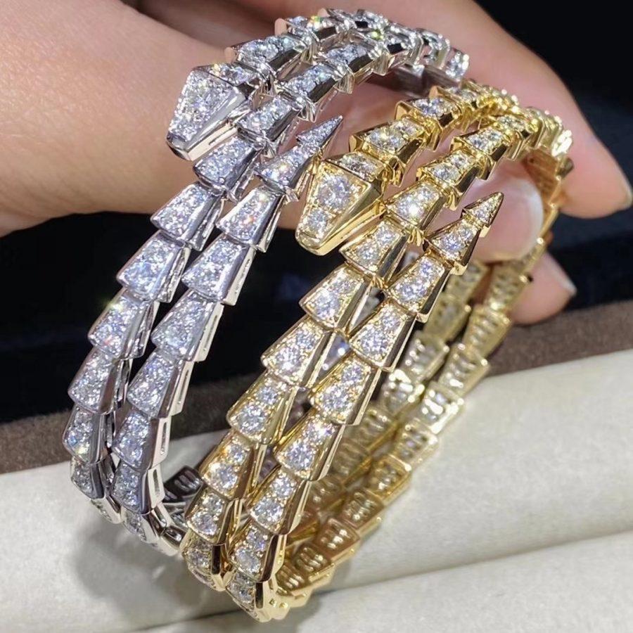 [Bulgari]SERPENTI BRACELET GOLD DIAMOND DOUBLE ROW