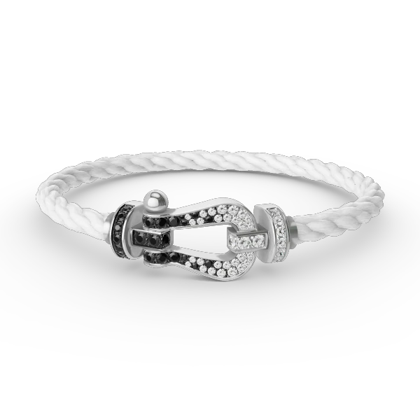 [Fred]FORCE LARGE HORSESHOE BLACK WHITE DIAMOND BRACELET SILVER