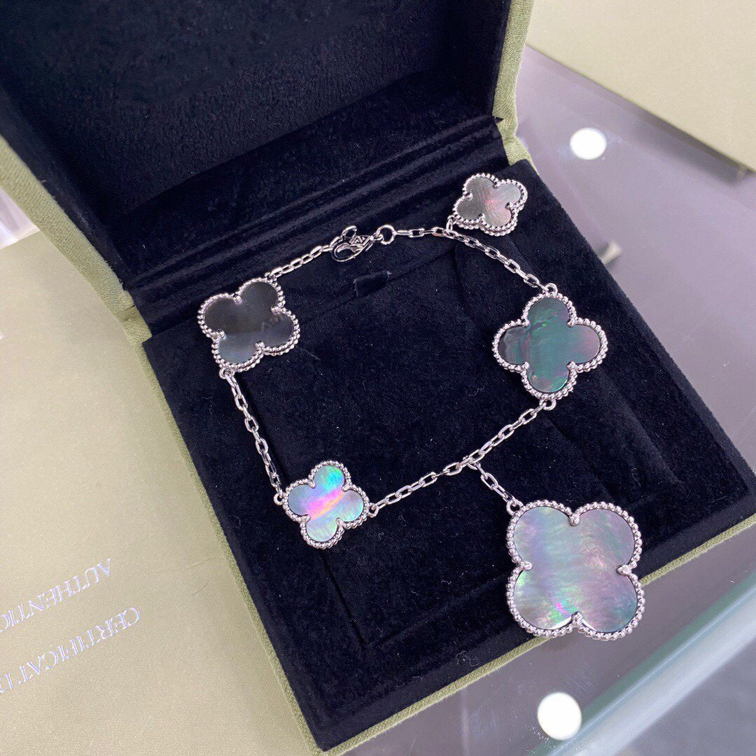 [Van Cleef & Arpels] 5 MOTIFS SIVLER DARK MOP BRACELET