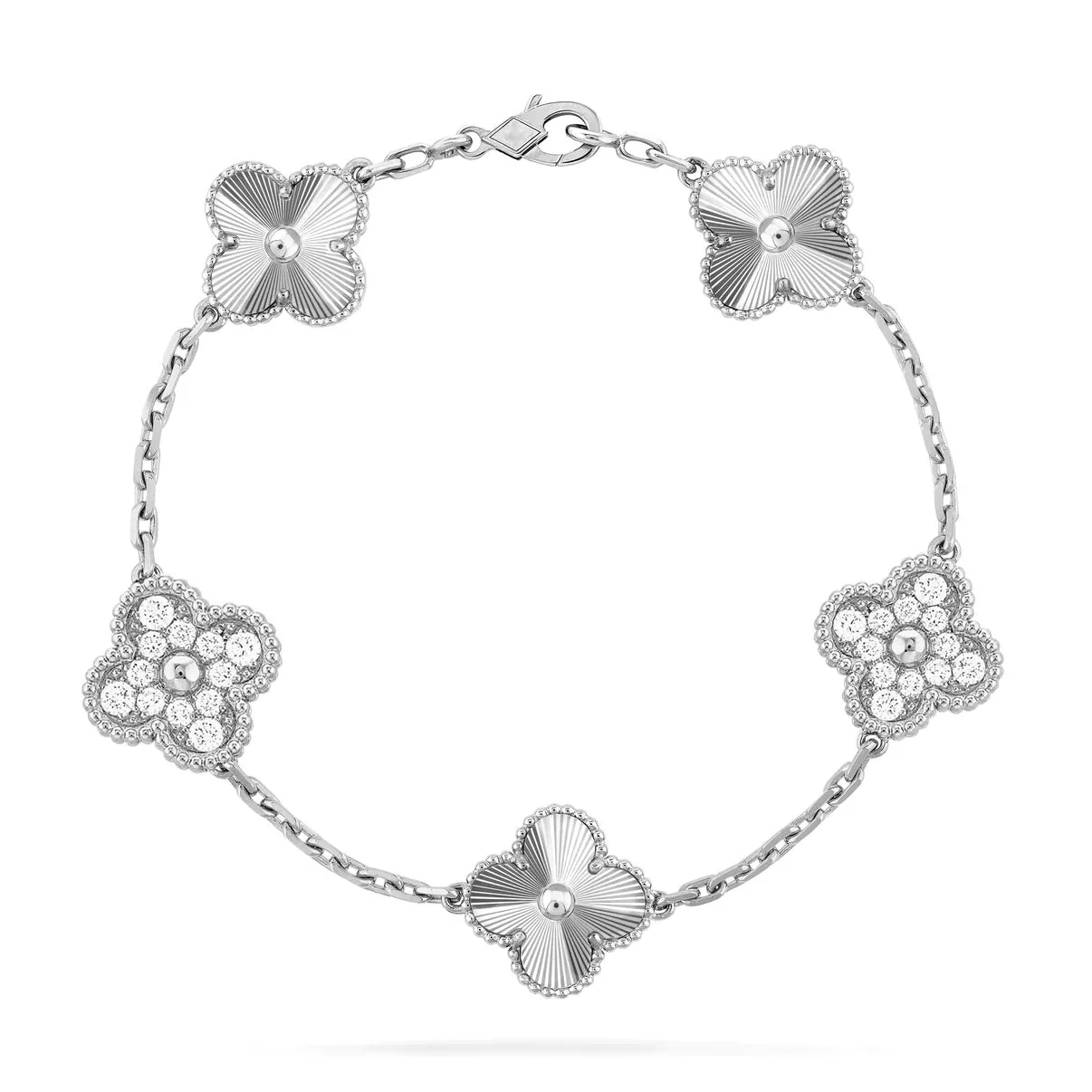 [Van Cleef & Arpels] 5 MOTIF SILVER DIAMOND BRACELET