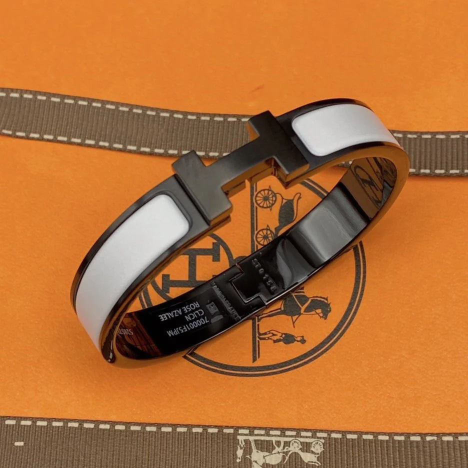 [Hermes]H BRACELET 12MM BLACK WHITE CERAMIC