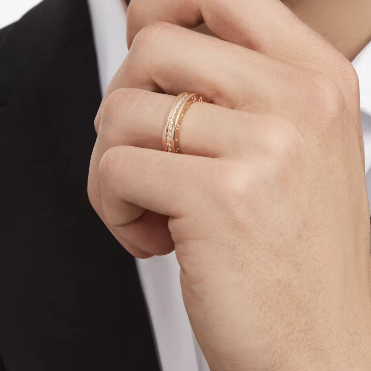 [Bulgari]ZERO 1 ONE-BAND PAVED DIAMONDS ON THE SPIRAL RING