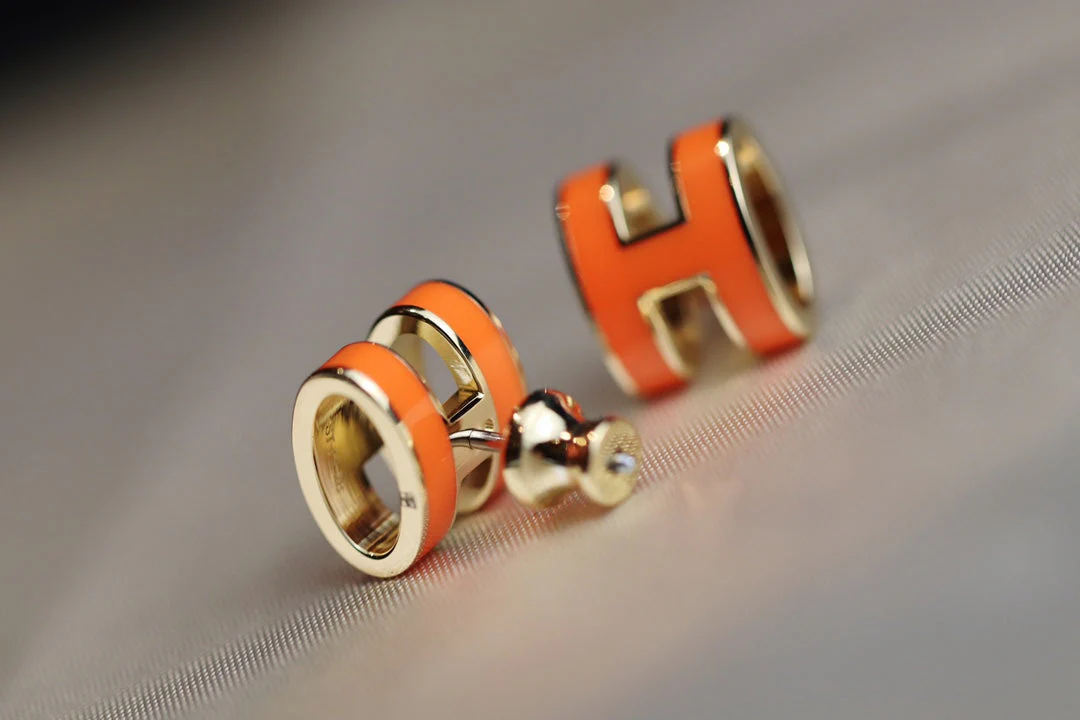 [Hermes]MINI POP H EARRINGS ORANGE