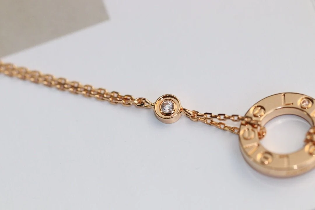 [Cartier]LOVE NECKLACE ADJUSTABLE ROSE GOLD 2 DIAMOND