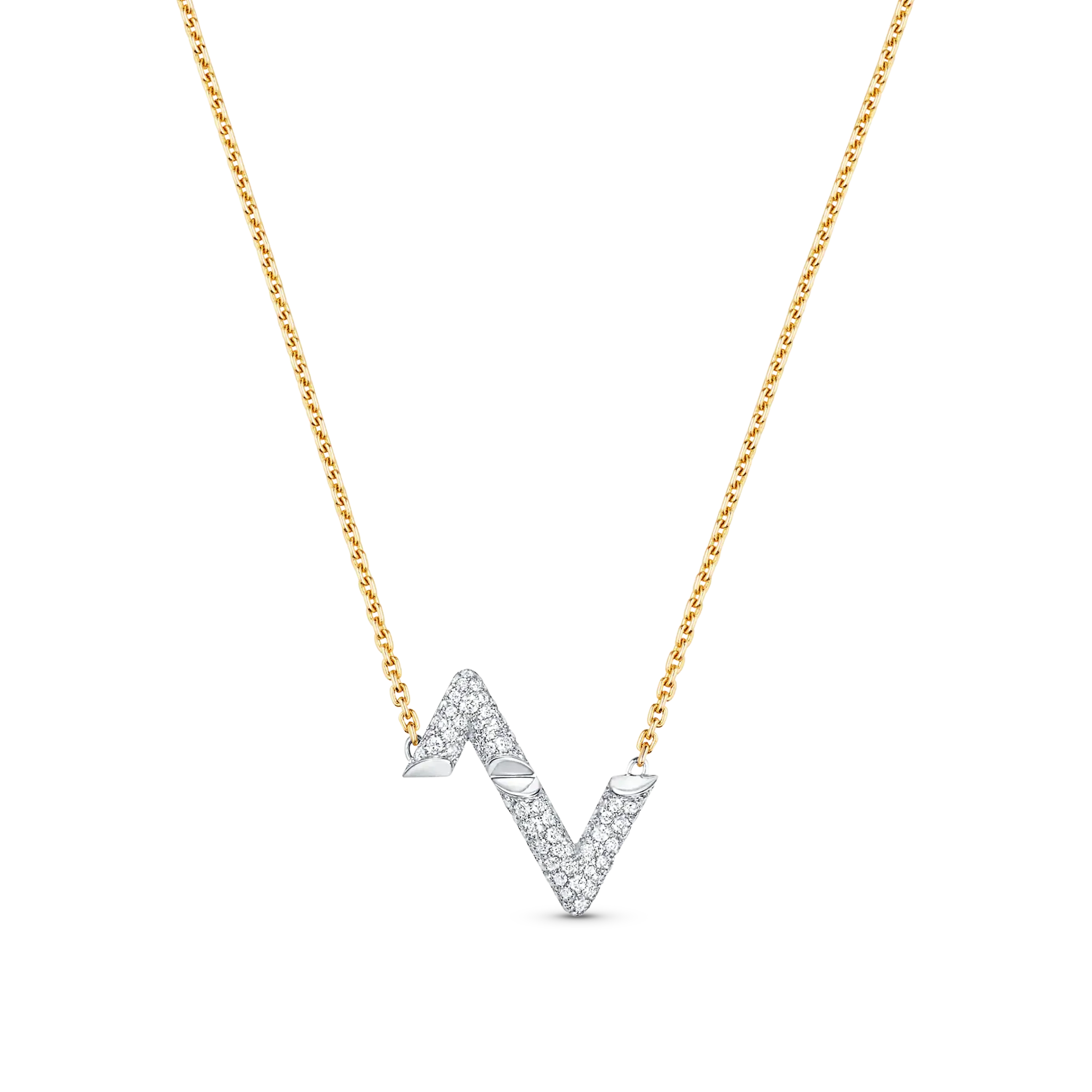 [Louis vuitton]VOLT SILVER DIAMOND PEDANT NECKLACE