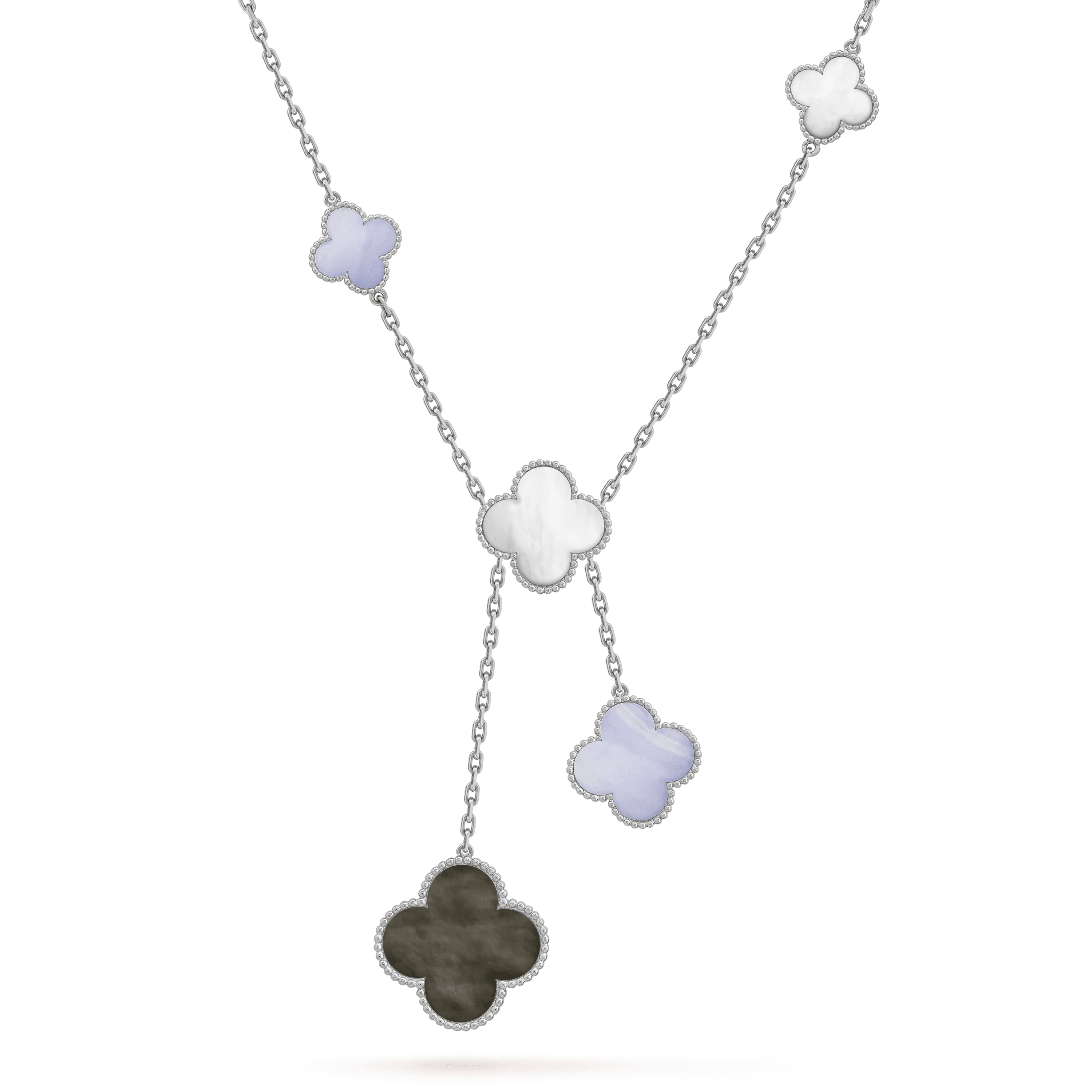 [Van Cleef & Arpels] MOP CHALCEDONY NECKLACE SILVER 6 MOTIF