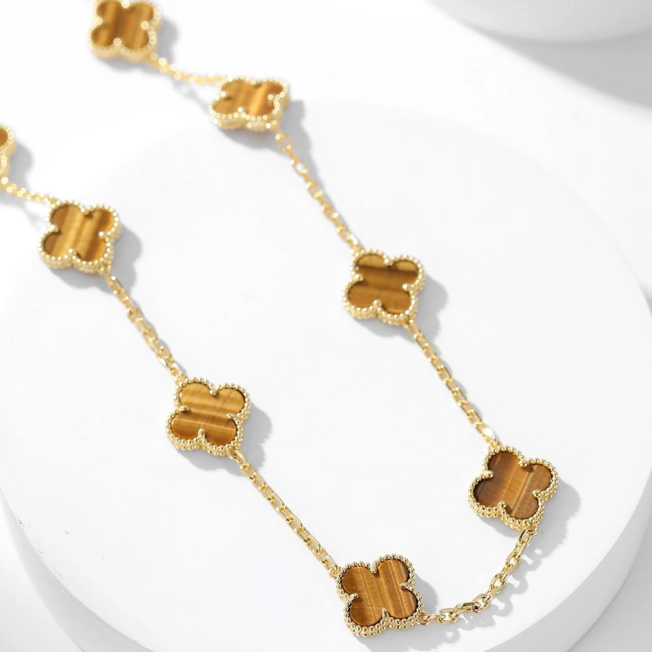 [Van Cleef & Arpels] 10 MOTIFS TIGER EYE NECKLACE