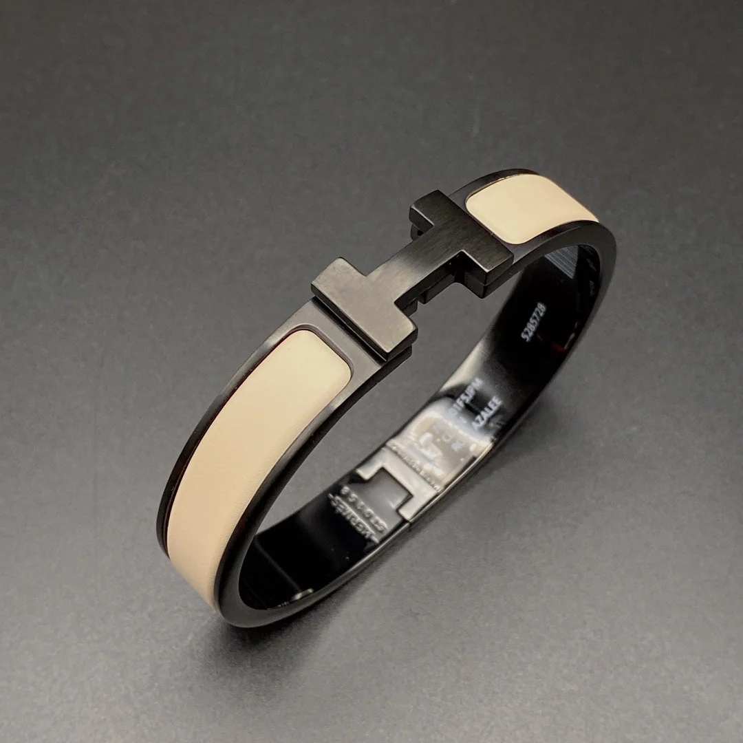 [Hermes]H BRACELET 12MM BLACK BEIGE CERAMIC