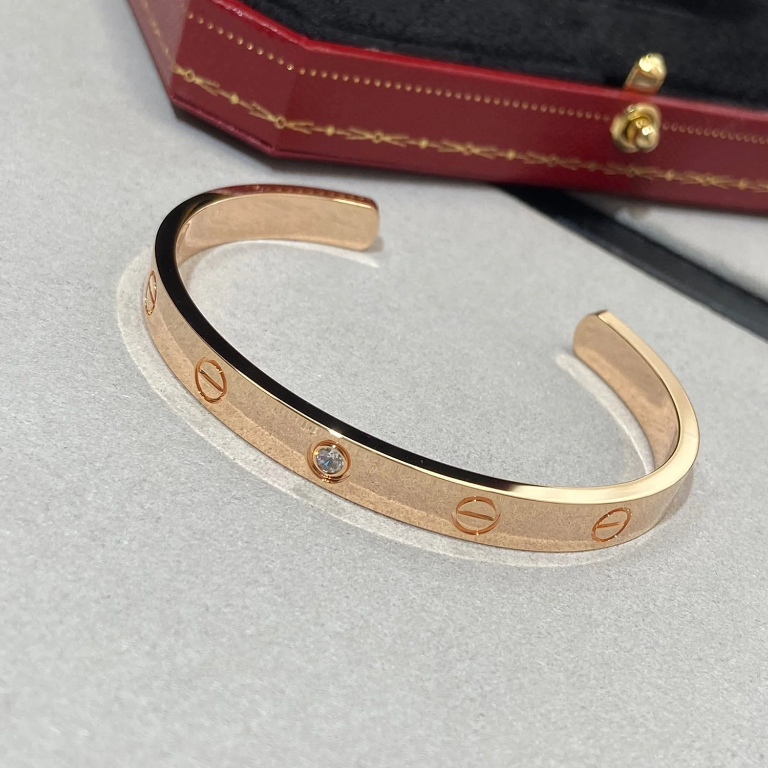 [Cartier]LOVE BRACELET 6.1MM 1 DIAMOND OPEN CUFF