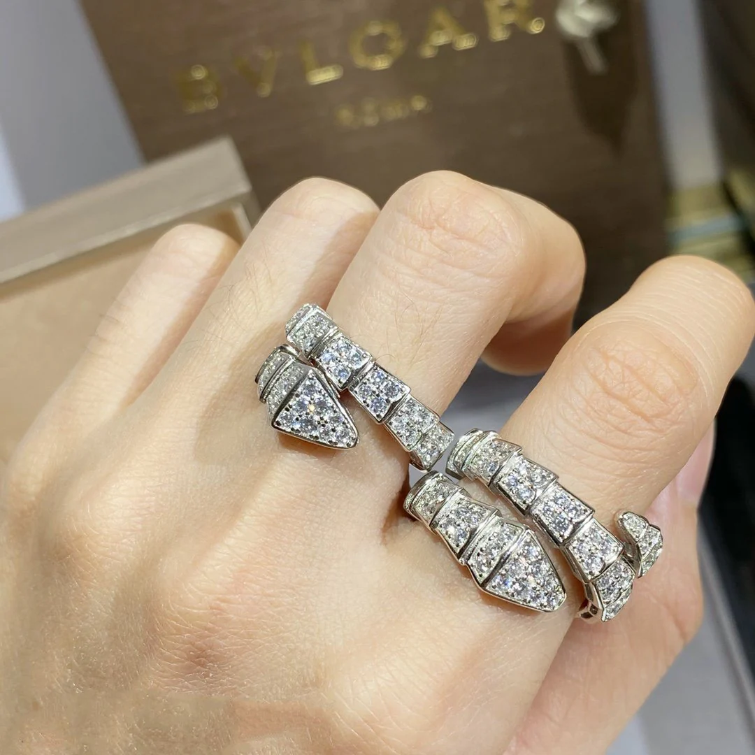 [Bulgari]SERPENTI RING SILVER DIAMOND PAVED