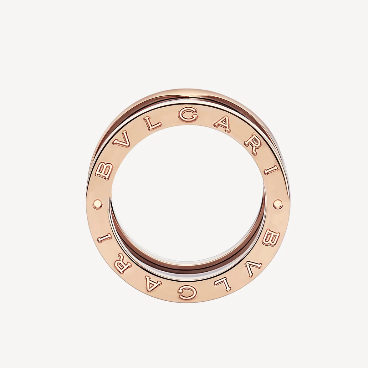 [Bulgari]ZERO 1 FOUR-BAND LOOPS AND BLACK CERAMIC SPIRAL PINK GOLD RING