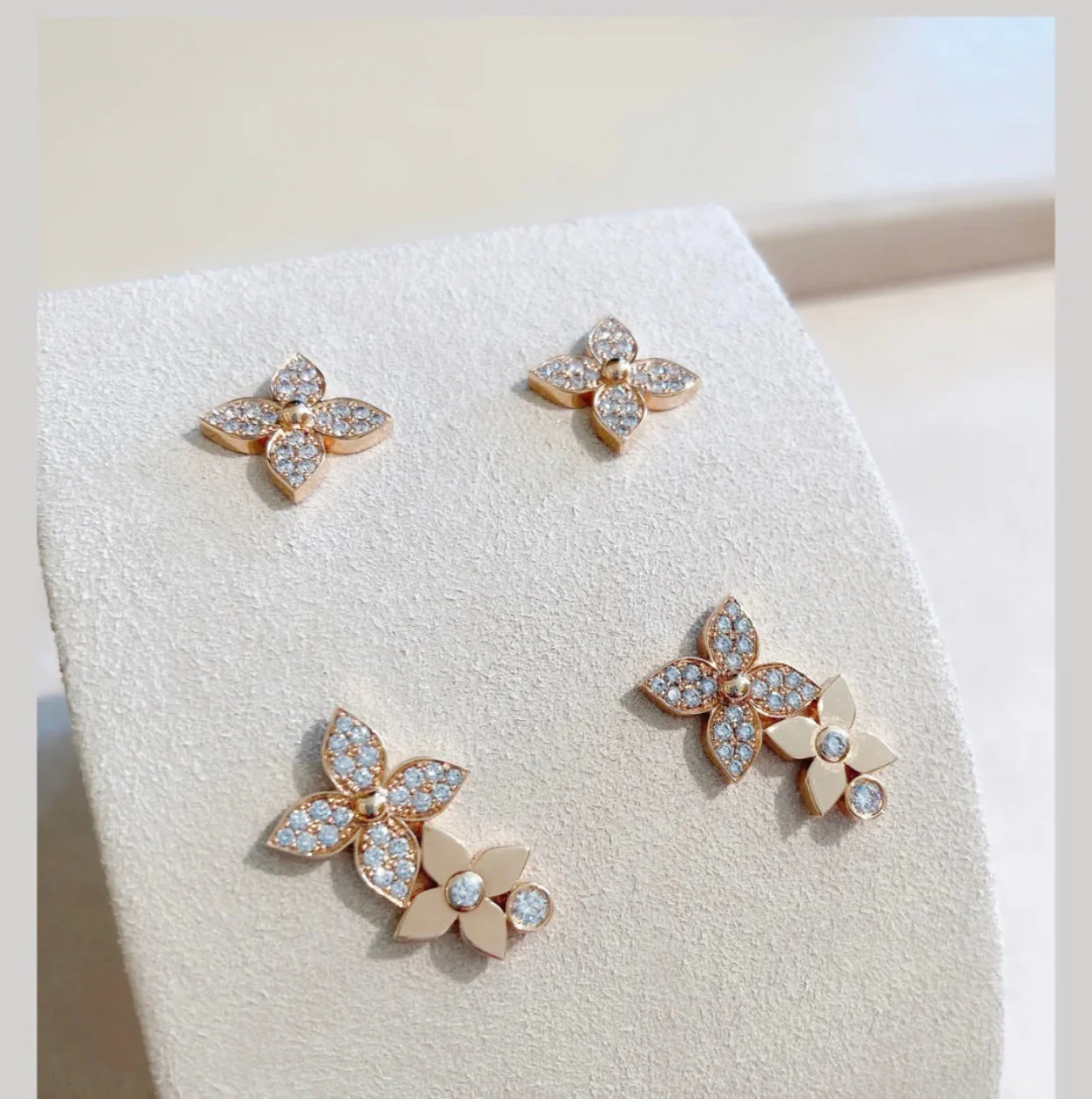 [Louis vuitton]STAR BLOSSOM STUD EARRINGS PINK GOLD DIAMONDS
