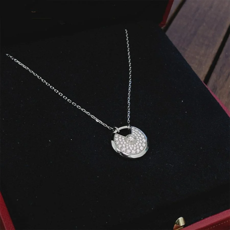 [Cartier]AMULETTE SILVER FULL DIAMOND NECKLACE