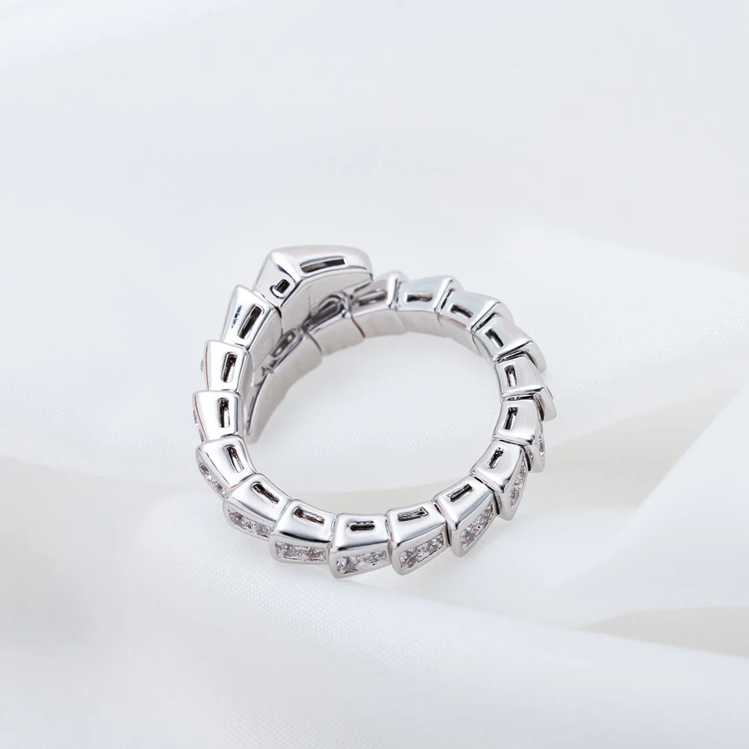 [Bulgari]SERPENTI RING SILVER DIAMOND PAVED 4MM