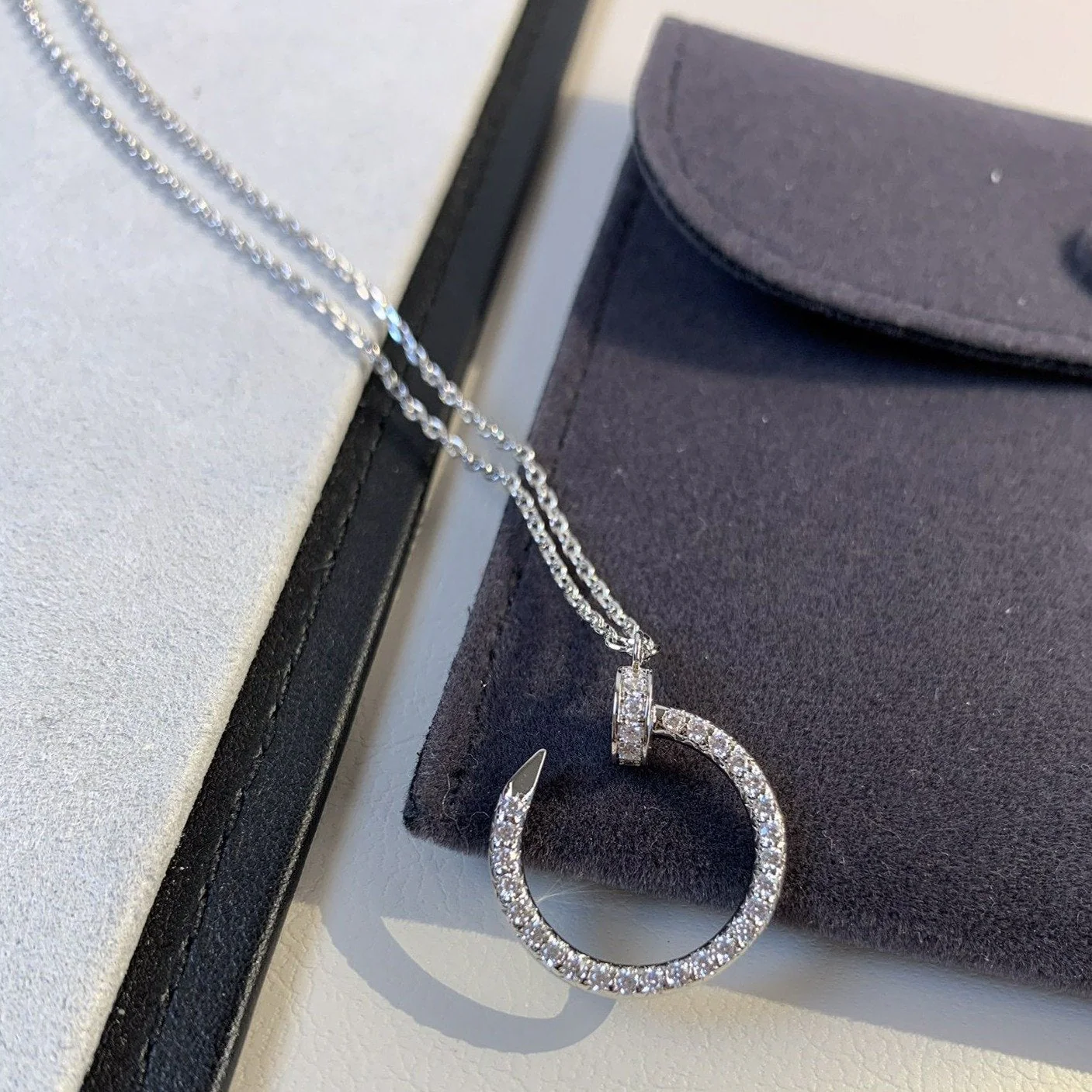 [Cartier]JUSTE NECKLACE SILVER DIAMONDS