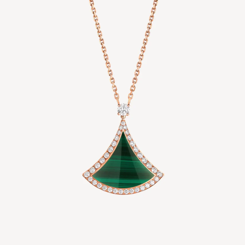 [Bulgari]DREAM MALACHITE DIAMOND PAVED PINK GOLD NECKLACE