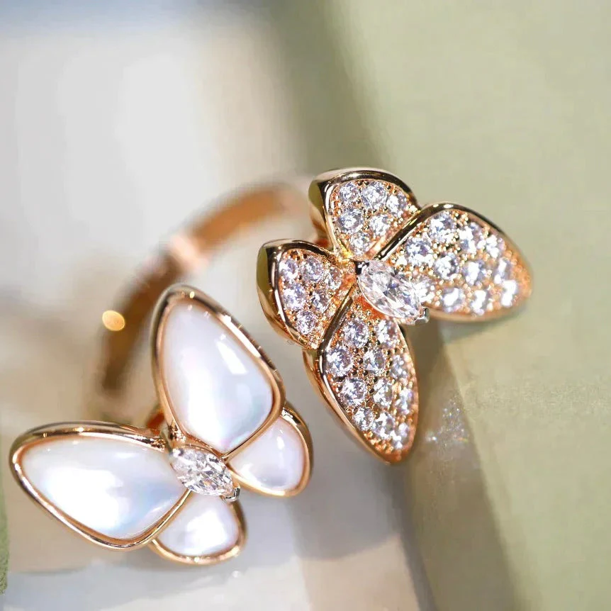 [Van Cleef & Arpels]TWIN BUTTERFLY DIAMOND MOP RING