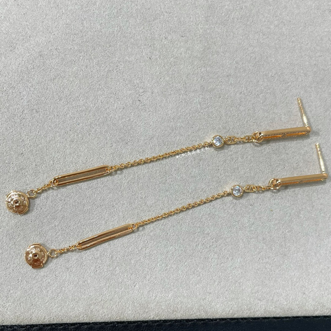 [Hermes]CHAINE CHAOS DIAMOND DROP EARRINGS