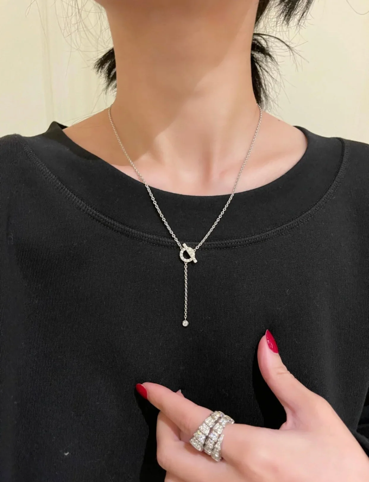 [Hermes]FINESSE SILVER DIAMOND NECKLACE