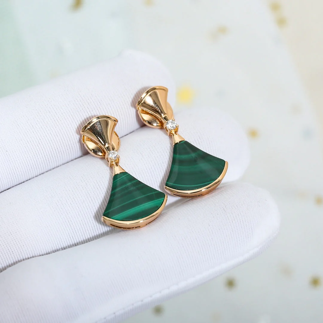 [Bulgari]DREAM MALACHITE PINK GOLD EARRINGS