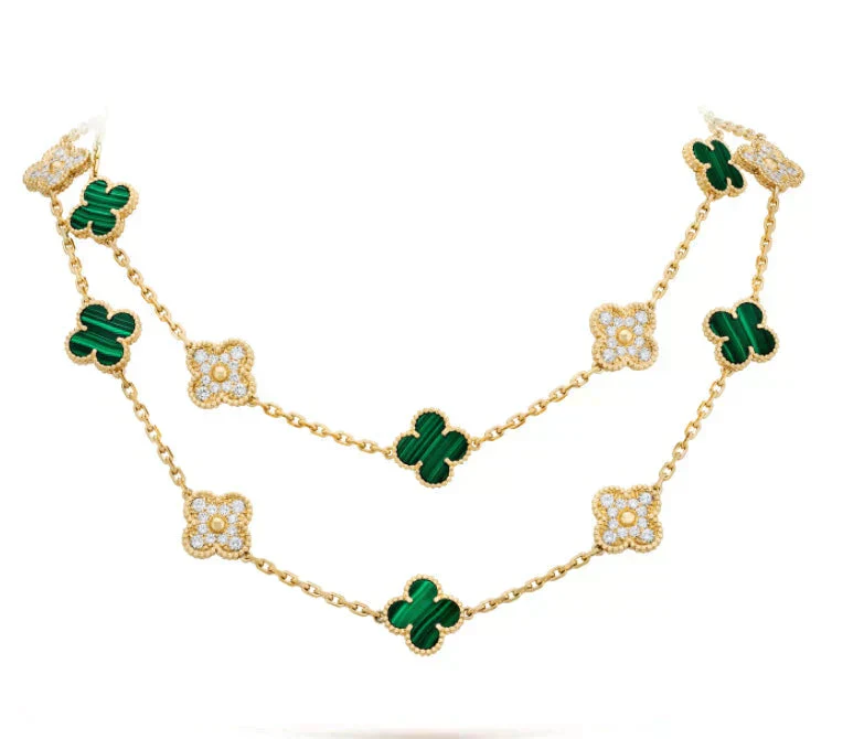 [Van Cleef & Arpels] 20 MOTIFS MALACHITE DIAMOND NECKLACE