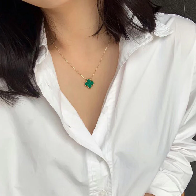 [Van Cleef & Arpels] 15MM MALACHITE SINGLE FLOWER  NECKLACE