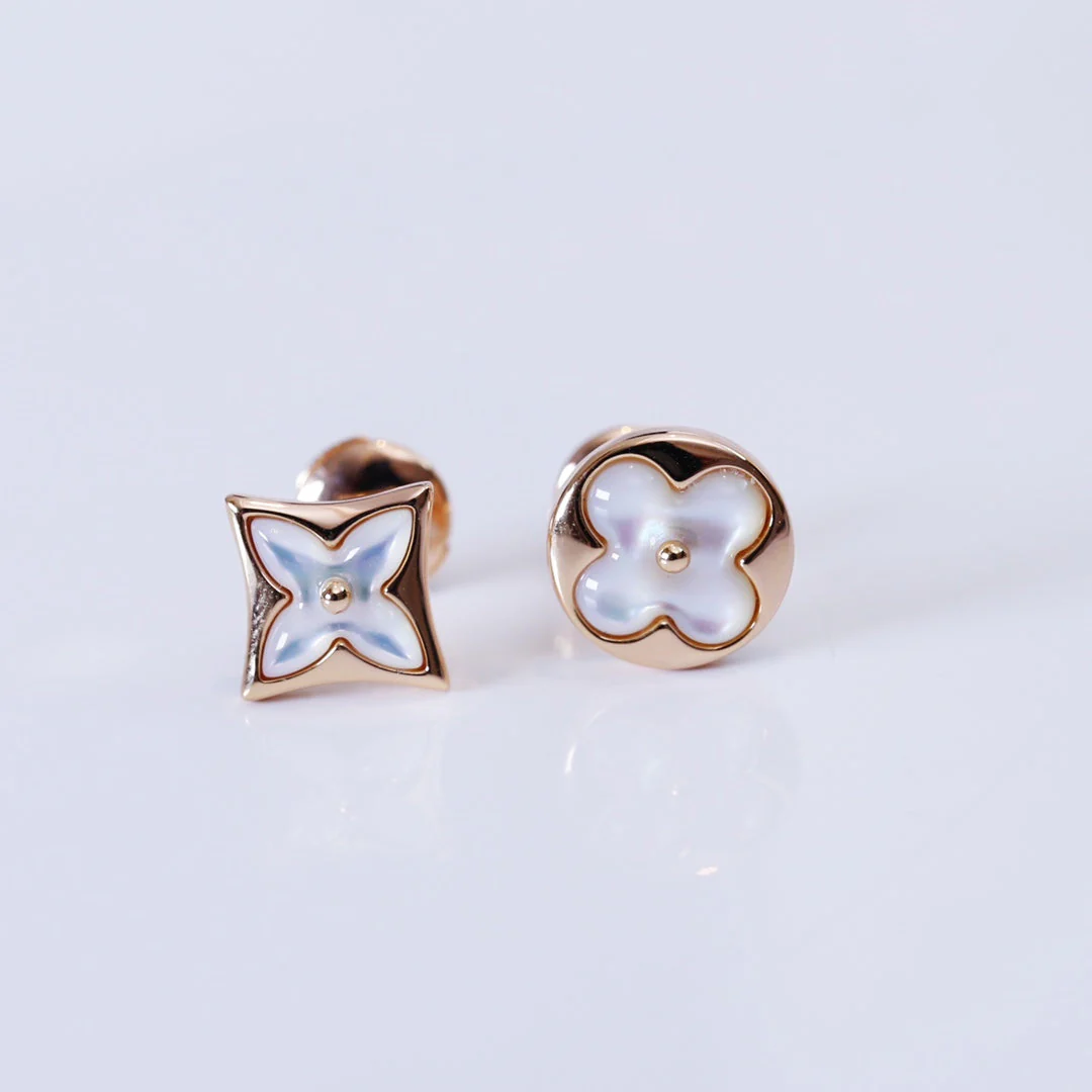 [Louis vuitton]STAR AND SUN PINK GOLD MOP STUD EARRINGS