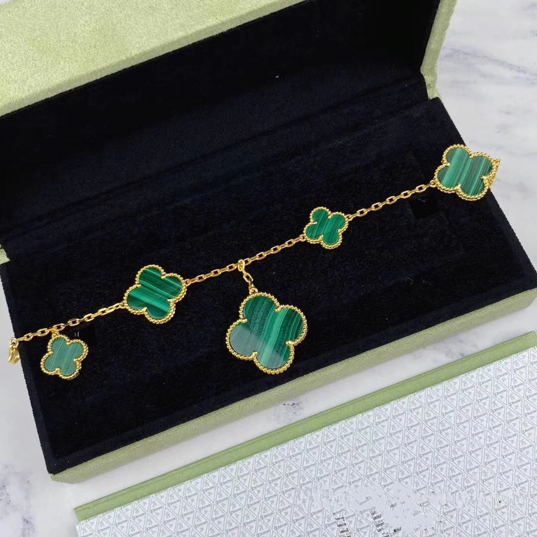 [Van Cleef & Arpels]MAGIC CLOVER MALACHITE GOLD BRACELET 5 MOTIFS
