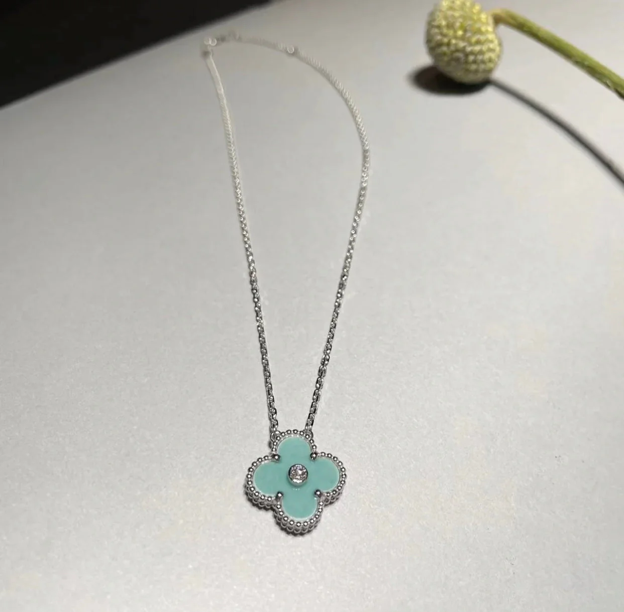 [Van Cleef & Arpels] 1 DIAMOND LIGHT BLUE SILVER NECKLACE