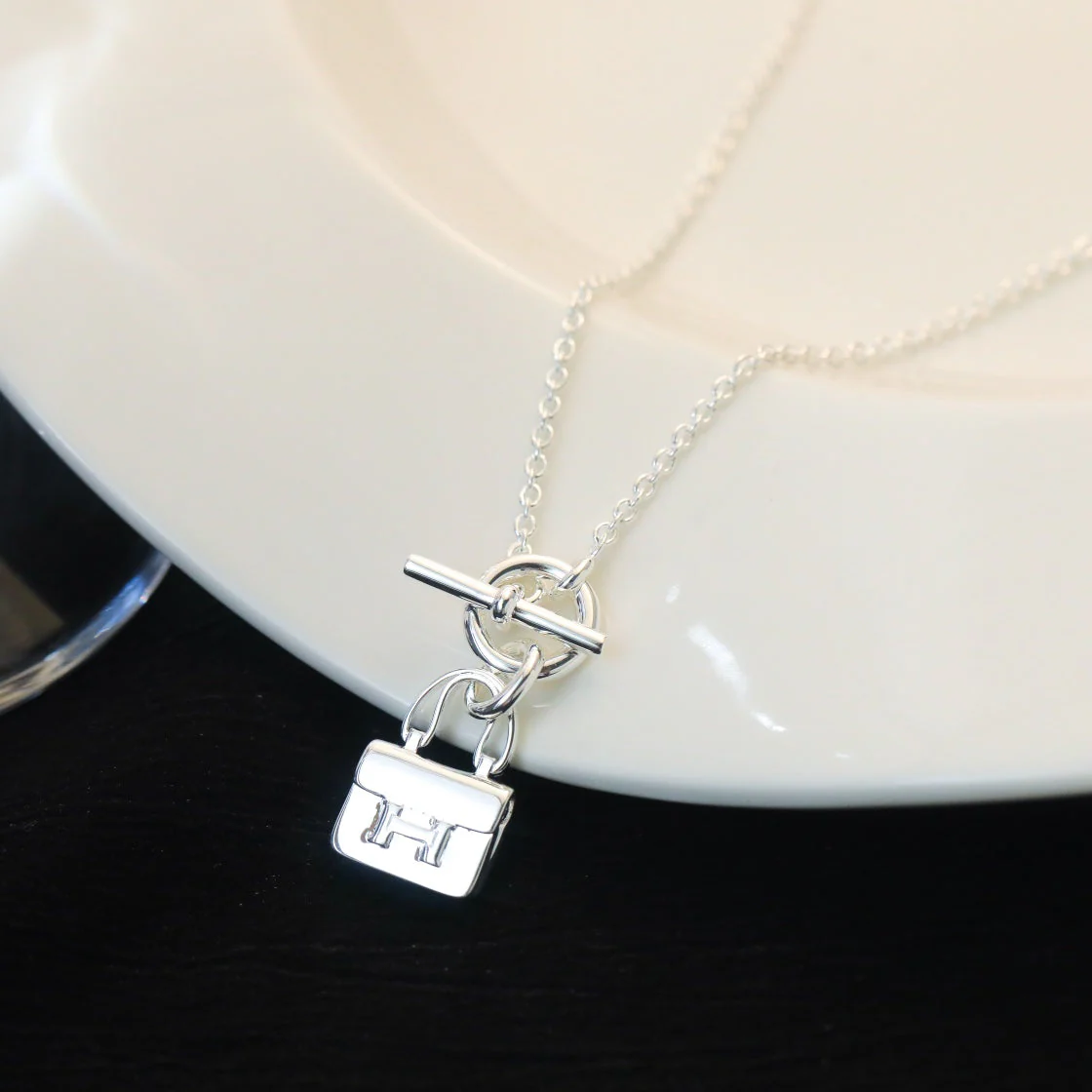 [Hermes]POP H PEDANT SILVER NECKLACE