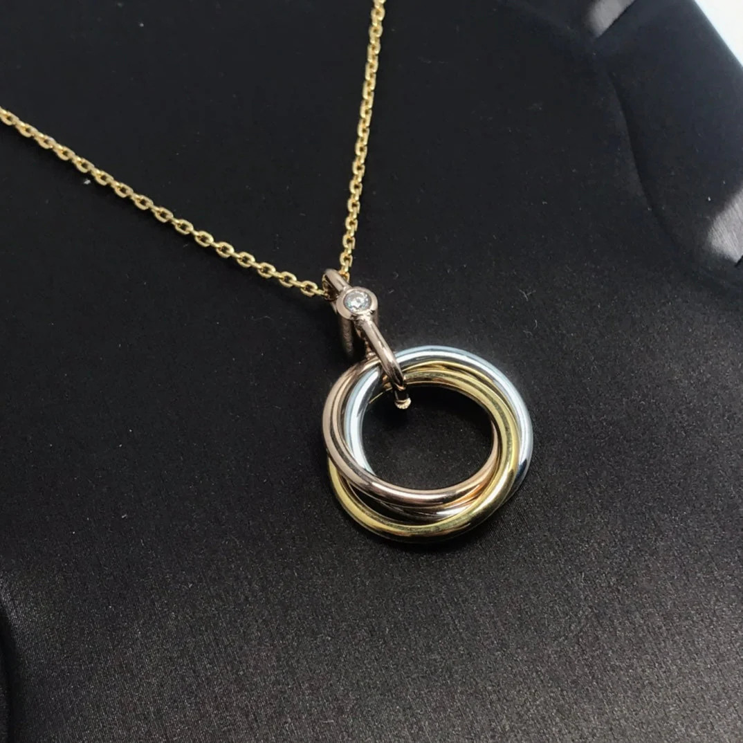 [Cartier]TRINITY SILVER GOLD PINK GOLD NECKLACE