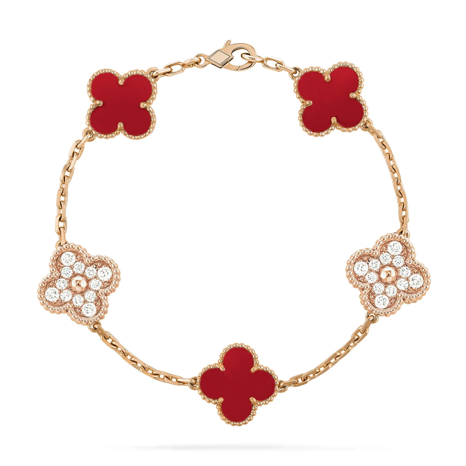 [Van Cleef & Arpels] 5 MOTIFS CARNELIAN DIAMOND BRACELET