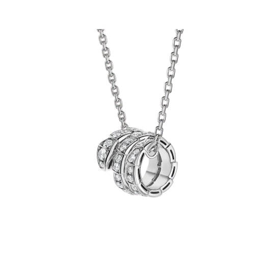 [Bulgari]SERPENTI SILVER NECKLACE DOUBLE RING DIAMOND
