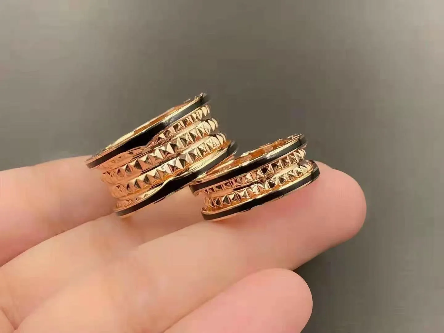 [Bulgari]ZERO 1 ROCK BLACK CERAMIC PINK GOLD LARGE MODEL