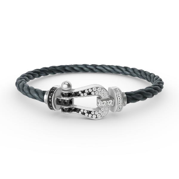 [Fred]FORCE LARGE HORSESHOE BLACK WHITE DIAMOND BRACELET SILVER
